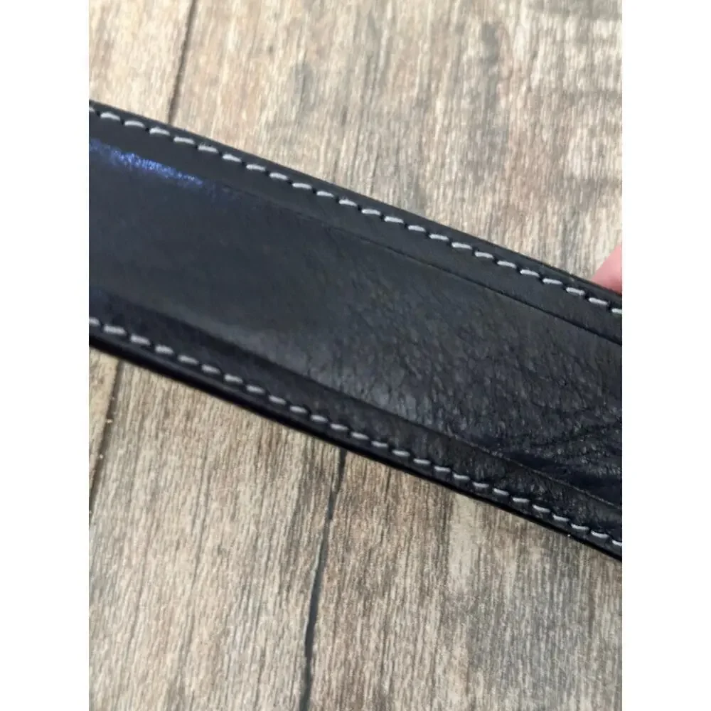 Bronzino Men's Black Genuine Leather Adjustable Buckle Belt